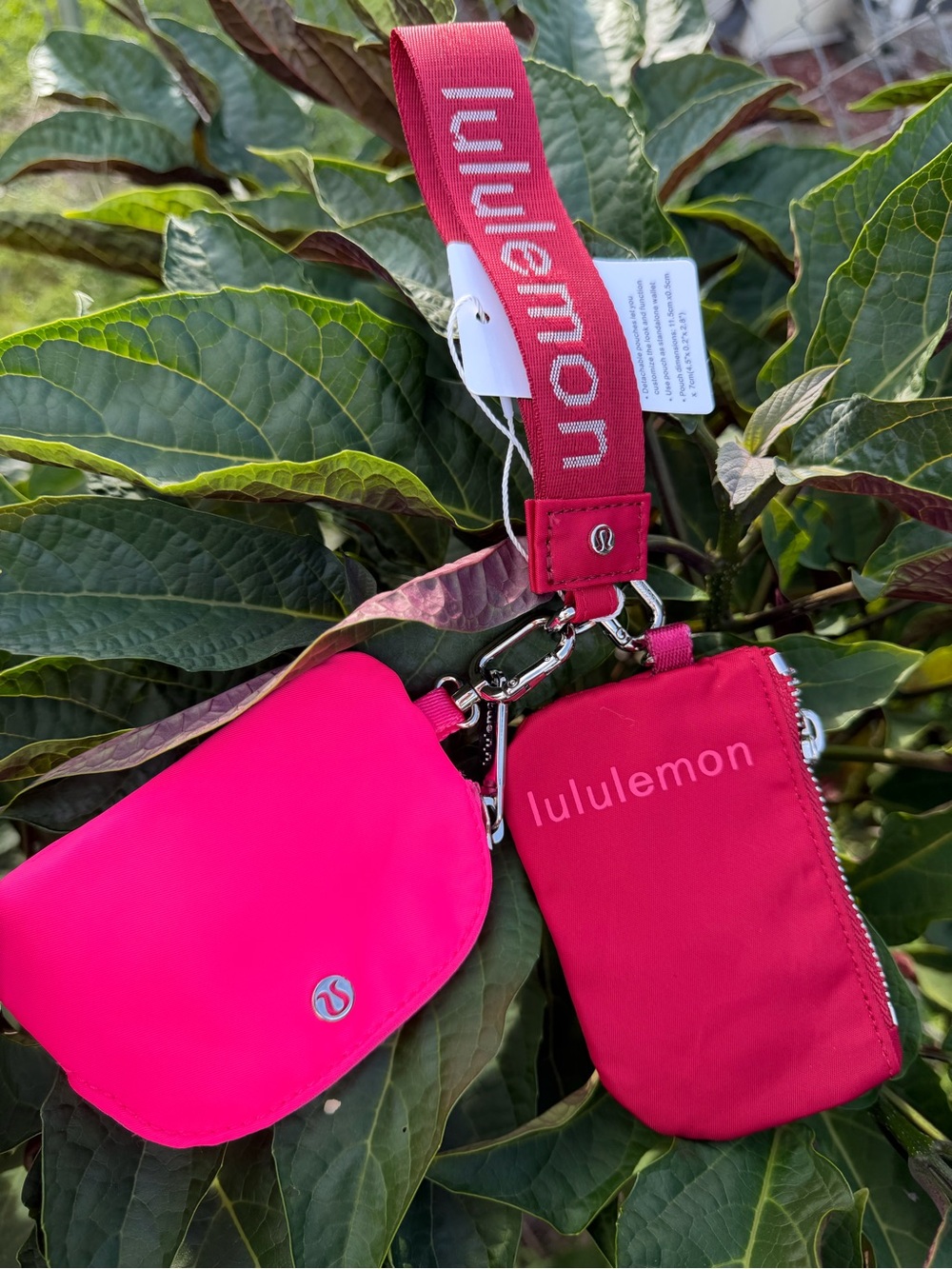 lululemon athletica Bright Pink Multi-Pouch Wristlet with Branded Strap